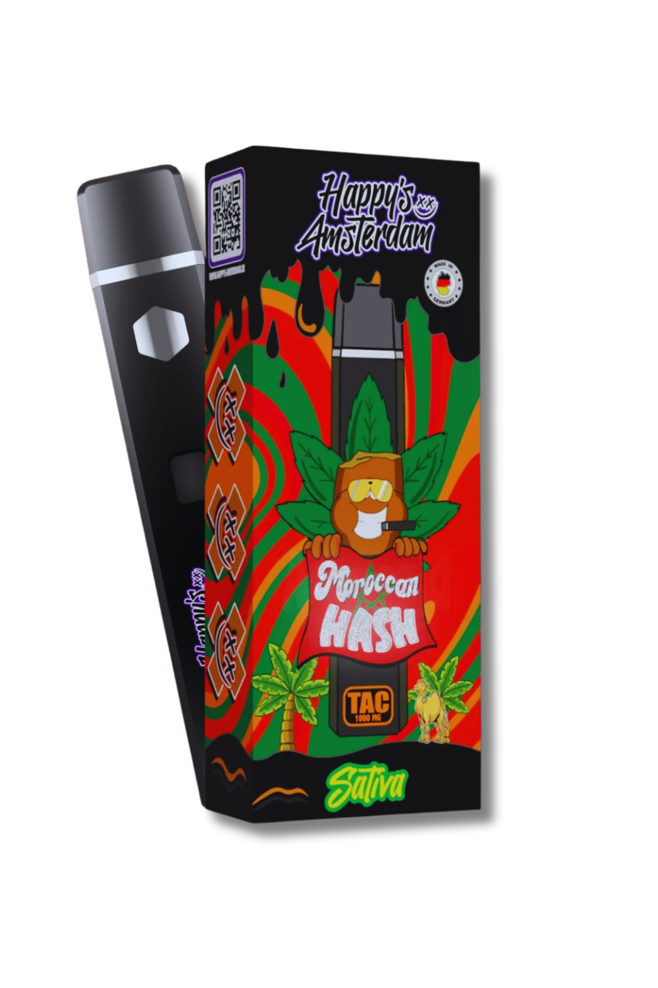 Happys Amsterdam Premium 1ml TAC Vape Morrocan Hash - Sativa  Reed and  Weed Premium Quality