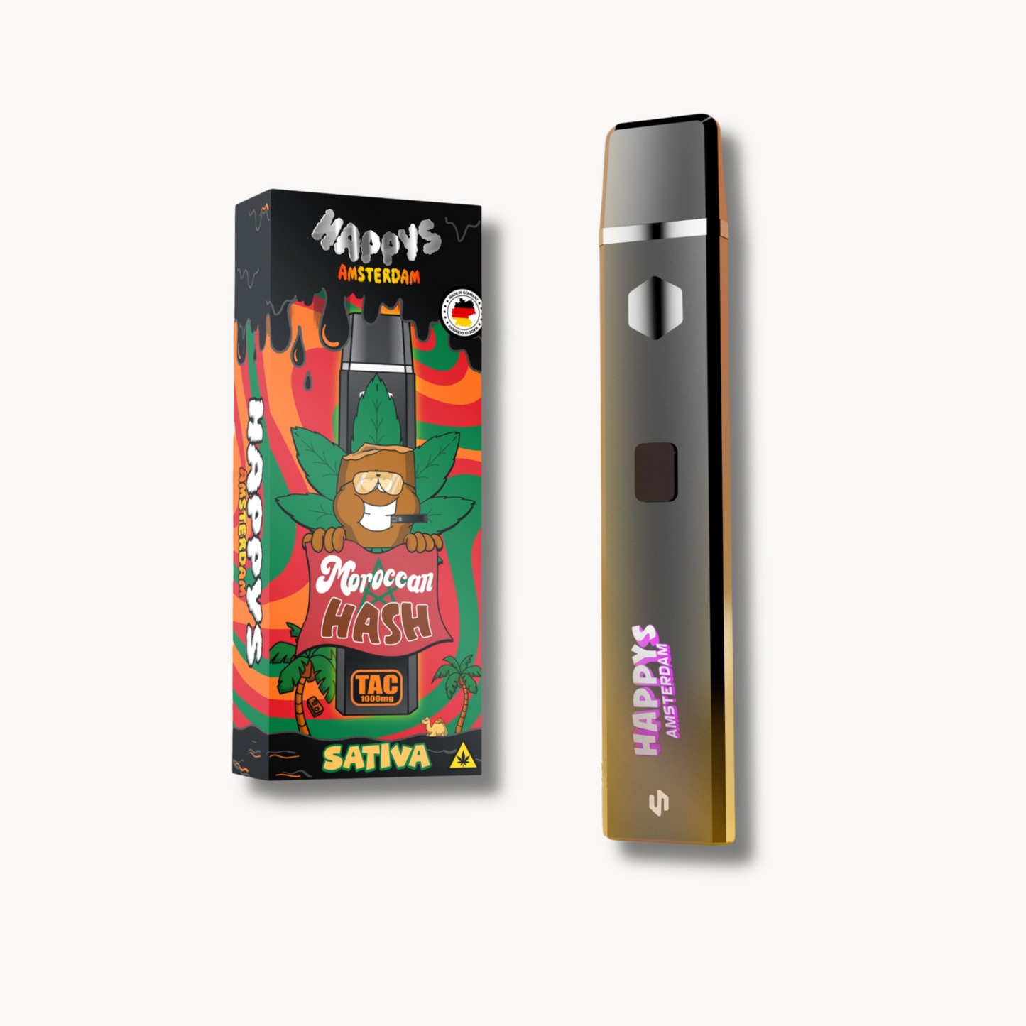 Happys Amsterdam Premium 1ml TAC Vape Morrocan Hash - Sativa