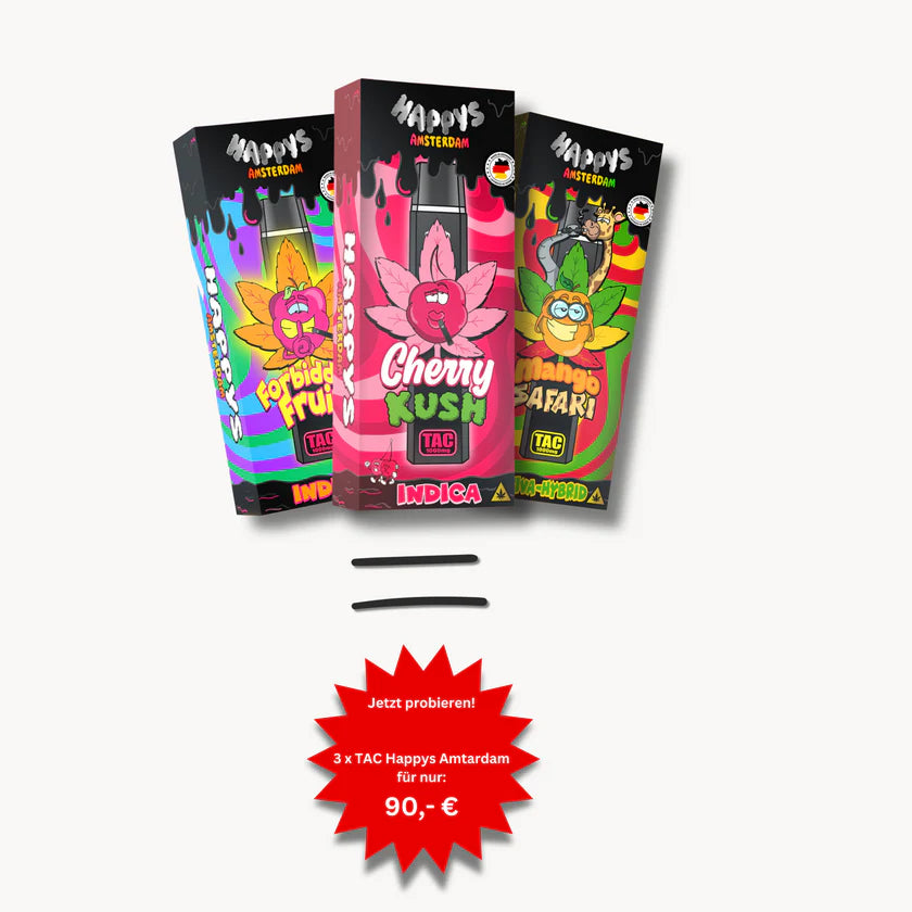 Neu! Kauf 3 und spare Angebot! Happys Amsterdam 1ml TAC Vape