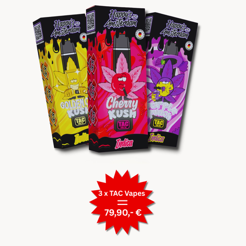 Neu! Kauf 3 und spare Angebot! Happys Amsterdam 1ml TAC Vape