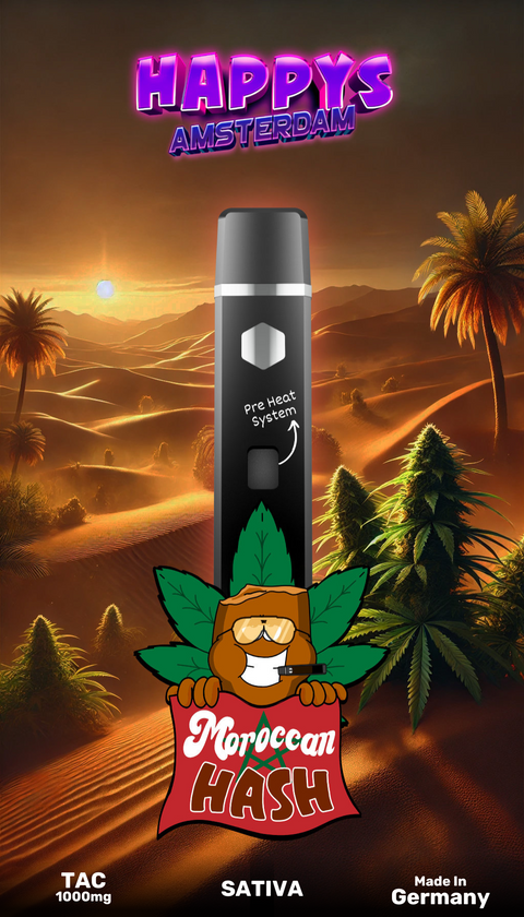 Happys Amsterdam Premium 1ml TAC Vape Morrocan Hash - Sativa