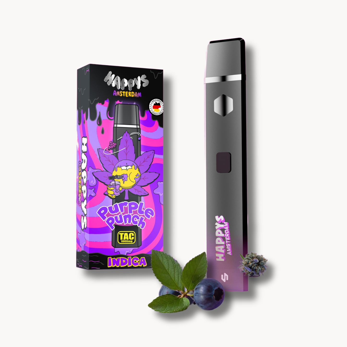 Happys Amsterdam Premium 1ml TAC Vape Purple Punch - Indica